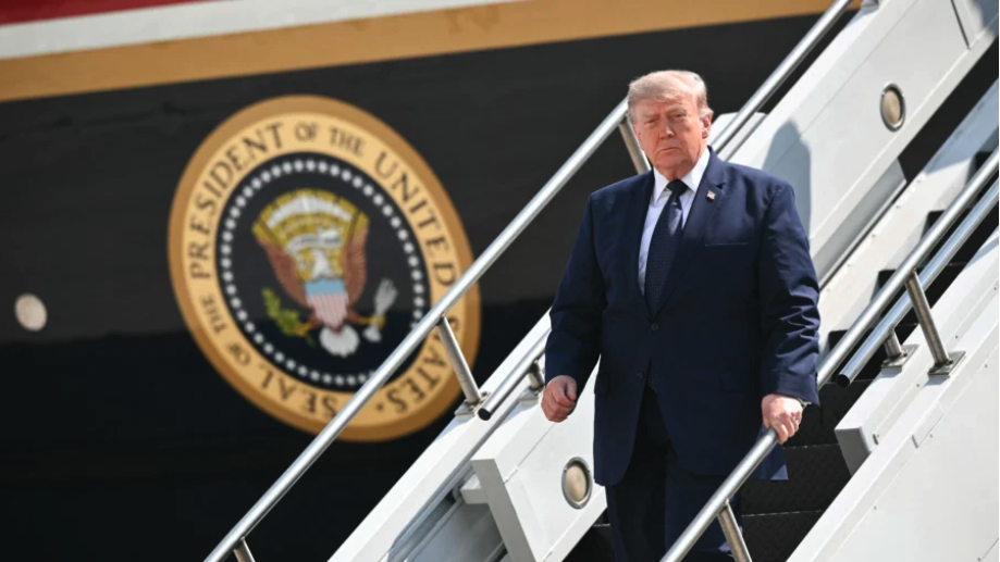 President Donald Trump steps off Air Force One upon arrival at John F. Kennedy International Airport in New York City on July 17, 2026. (Mandel Ngan / AFP via Getty Images)