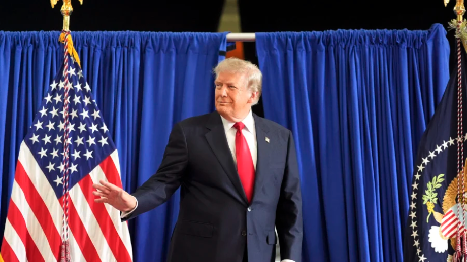President Donald Trump arrives to speak at General Motors proving ground, Monday, July 27, 2026, in Milford, Mich. (AP Photo/Alex Brandon)